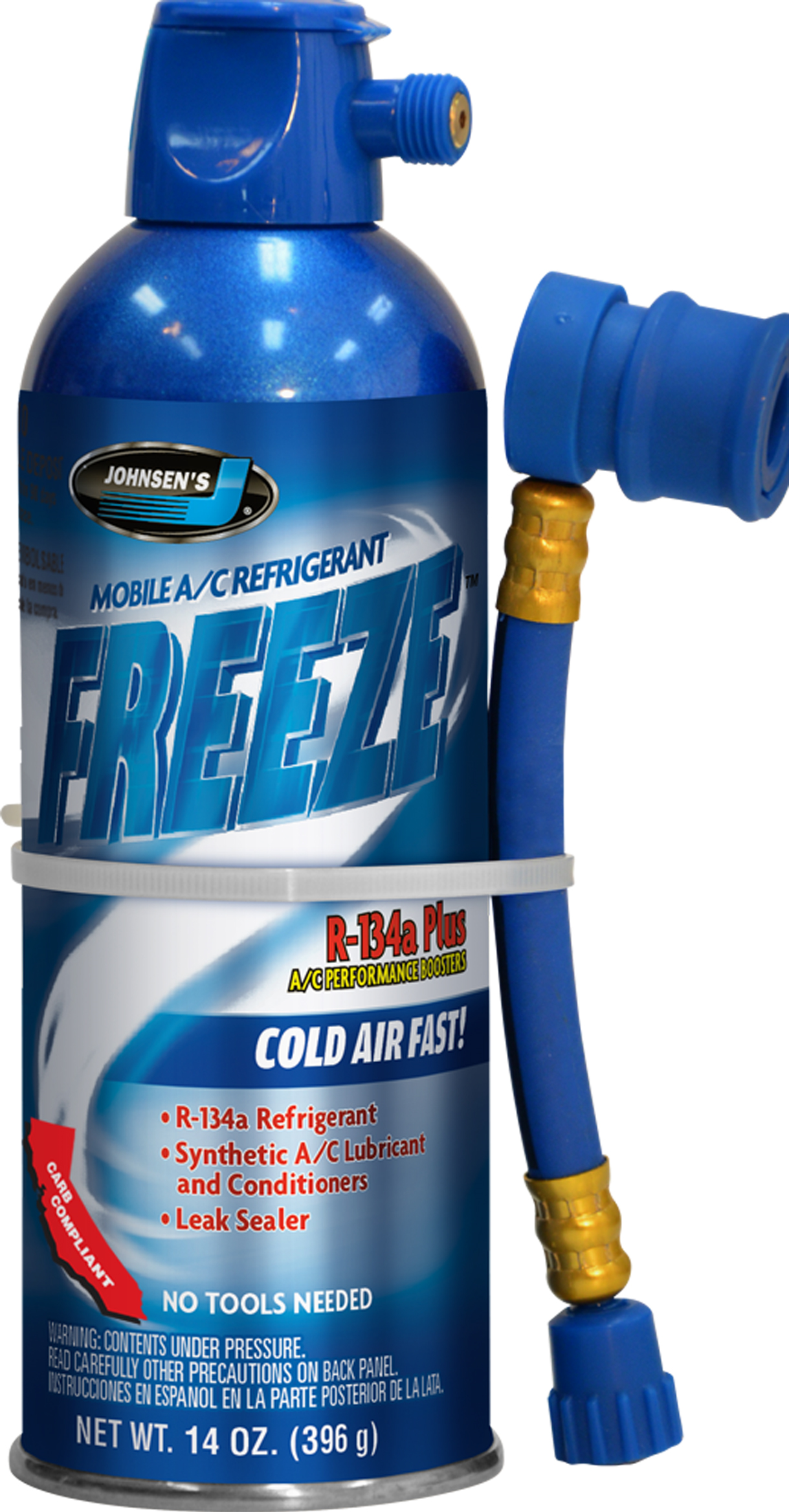 Johnsen's 14oz Freeze R-134A Plus - With Hose For California 6611 Johnsen's 14oz Freeze R-134A Plus - With Hose For California 6611